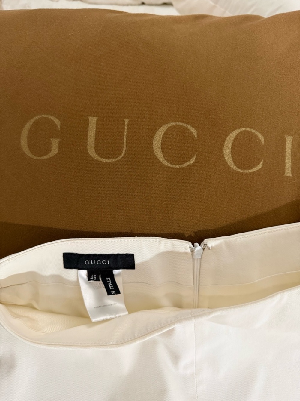 Gucci Ivory High-Waist Skirt with Back Zip
